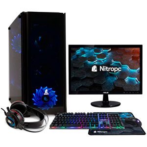 PC Gaming Torre NITROPC Pack Bronze con Monitor 19 Teclado Ratón y Auriculares (Ryzen 3400G 48 Gráfica Vega 11 2GB RAM 16GB M.2 512GB HDD 1TB)