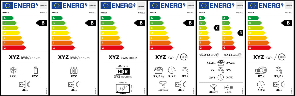 Algunas de las nuevas Etiquetas Energéticas