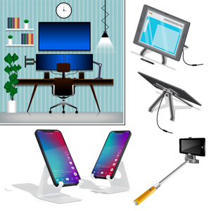 Ejemplos de soportes para pantallas dispositivos móviles y Tablet